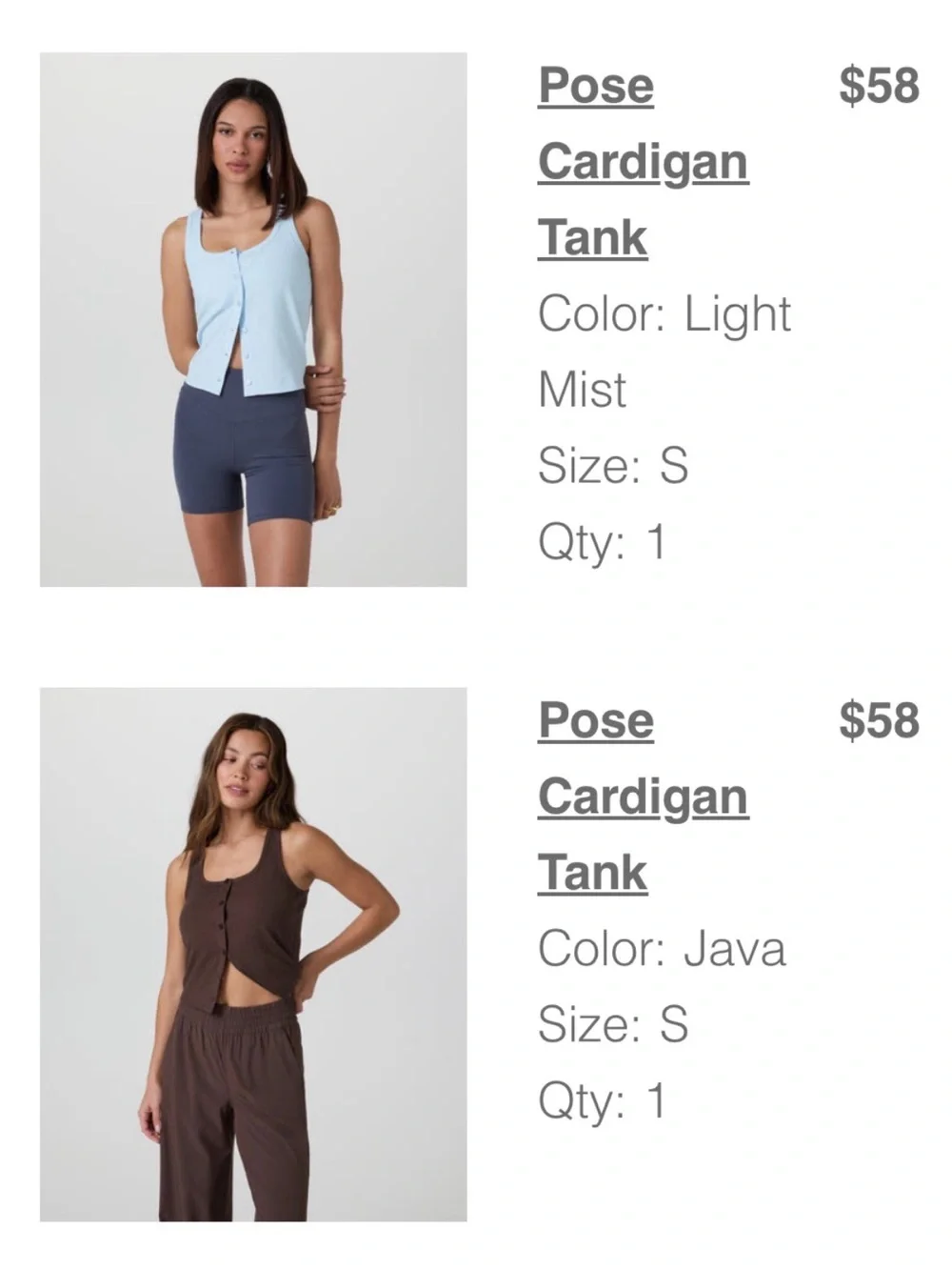 Vuori pose cardigan button down tank tops - Picture 5 of 5